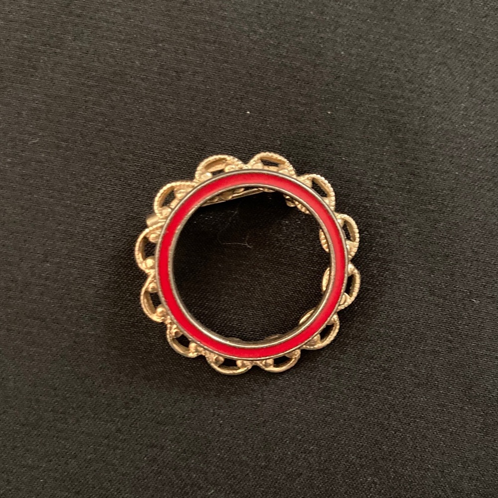 Vintage Red Circle Brooch